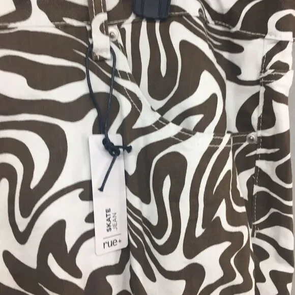 New Rue21‎ Skate High Rise Straight Leg Brown White Jeans Size 3X Women - Picture 5 of 12